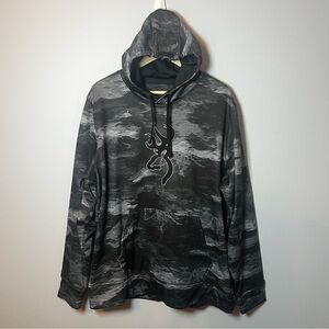 Browning Tech Hoodie Men’s XL Gray Camo Pullover Sweatshirt Outdoors Hunting